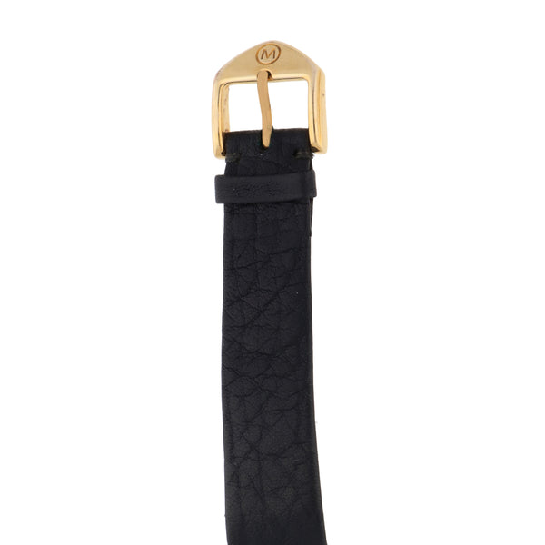 Reloj Movado para dama en acero chapa correa piel.