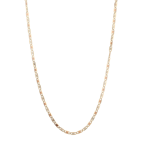 Collar eslabón nudo marino en oro tres tonos 14 kilates.