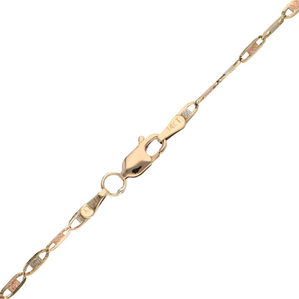 Collar eslabón nudo marino en oro tres tonos 14 kilates.