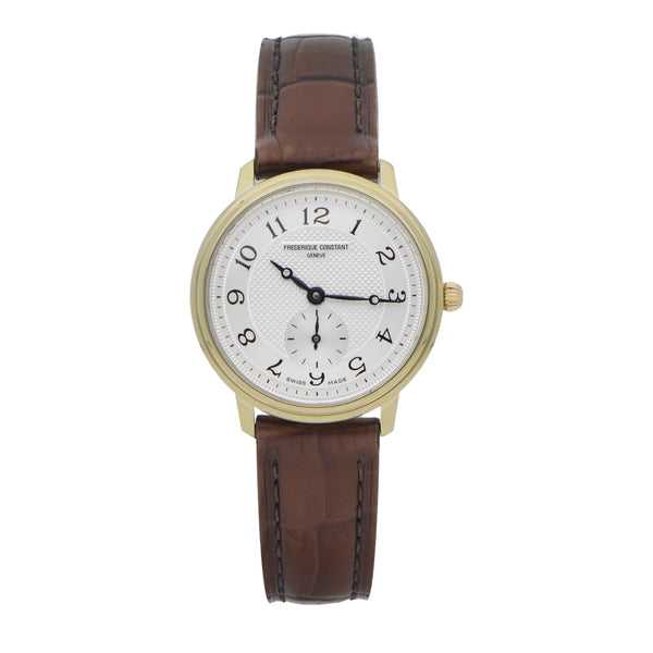 Reloj Frederique Constant para dama en acero chapa correa piel.