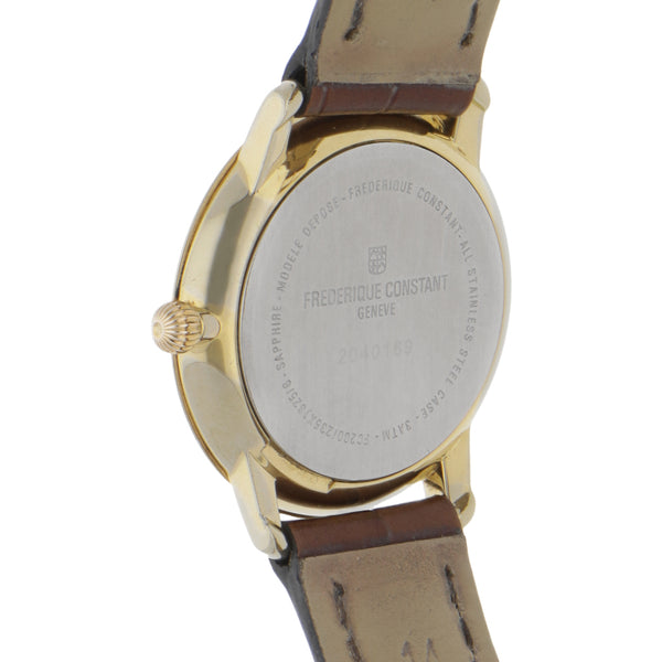 Reloj Frederique Constant para dama en acero chapa correa piel.