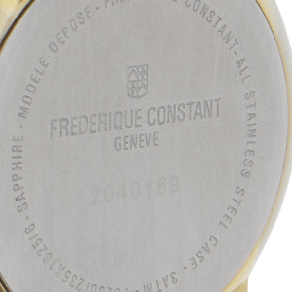 Reloj Frederique Constant para dama en acero chapa correa piel.