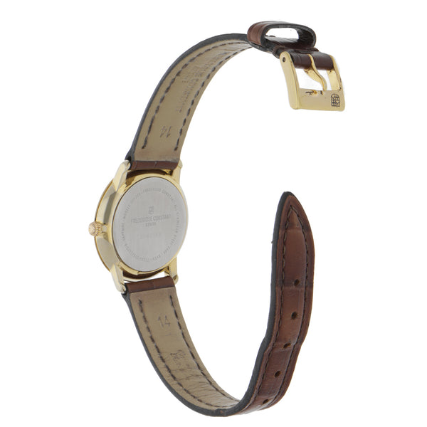 Reloj Frederique Constant para dama en acero chapa correa piel.