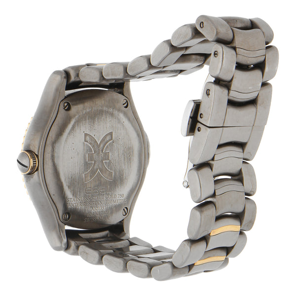 Reloj Ebel para dama en acero inoxidable vistas en oro.