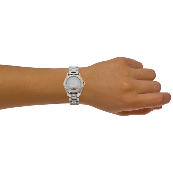Reloj Ebel para dama en acero inoxidable vistas en oro.