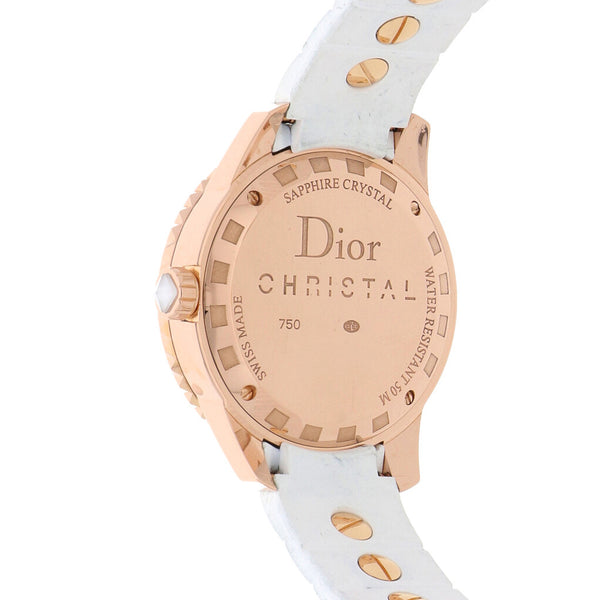 Reloj Dior para dama modelo Christal caja en oro rosa 18 kilates.