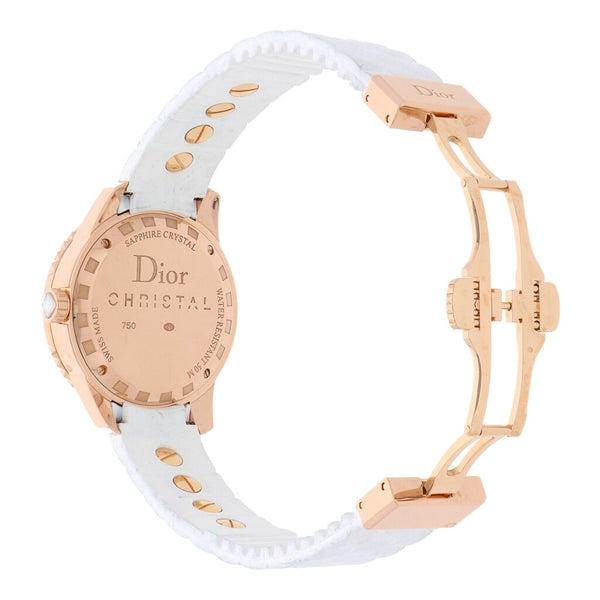 Reloj Dior para dama modelo Christal caja en oro rosa 18 kilates.