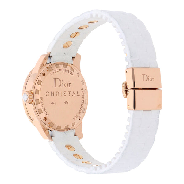 Reloj Dior para dama modelo Christal caja en oro rosa 18 kilates.