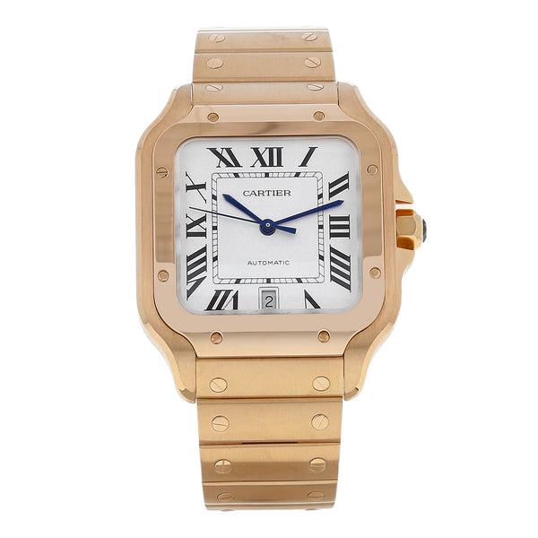 Reloj Cartier para caballero modelo Santos en oro rosa 18 kilates.