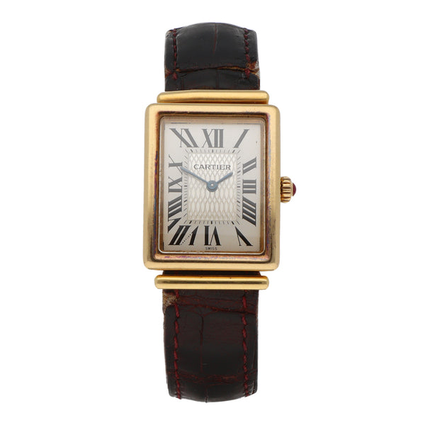 Reloj Cartier para dama/unisex modelo Driver's en oro amarillo 18 kilates correa piel.