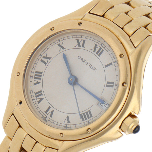 Reloj Cartier para dama modelo Cougar en oro amarillo 18 kilates.