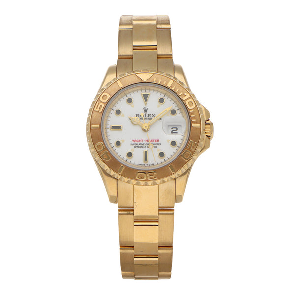 Reloj Rolex para dama modelo Yacht Master en oro amarillo 18 kilates.