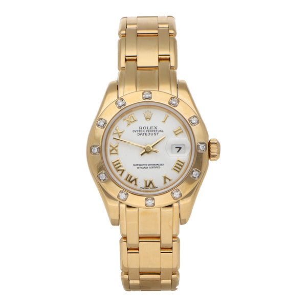 Reloj Rolex para dama modelo Oyster Perpetual DateJust en oro amarillo 18 kilates.