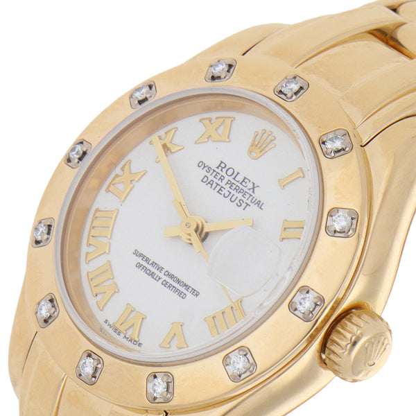 Reloj Rolex para dama modelo Oyster Perpetual DateJust en oro amarillo 18 kilates.