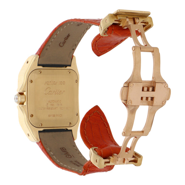 Reloj Cartier para dama modelo Santos 100 caja en oro amarillo 18 kilates.