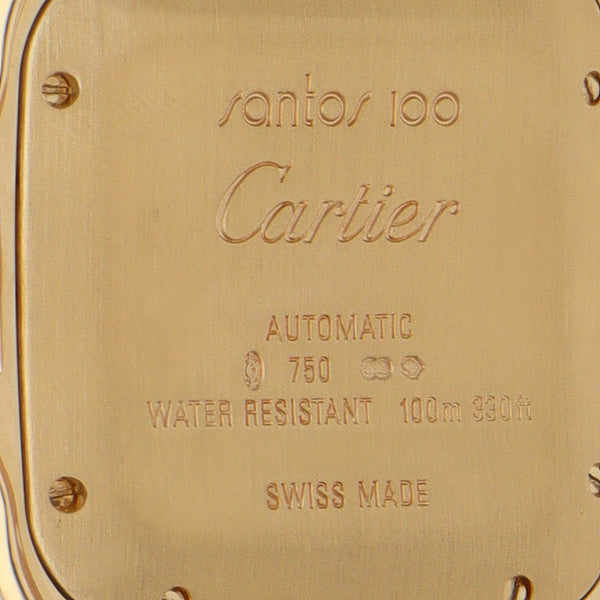 Reloj Cartier para dama modelo Santos 100 caja en oro amarillo 18 kilates.