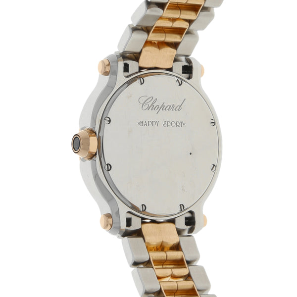 Reloj Chopard para dama modelo Happy Sport vistas oro rosa 18 kilates.