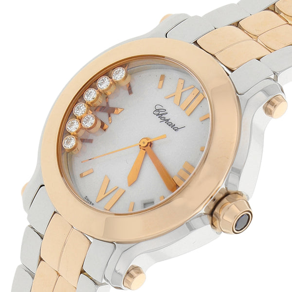 Reloj Chopard para dama modelo Happy Sport vistas oro rosa 18 kilates.