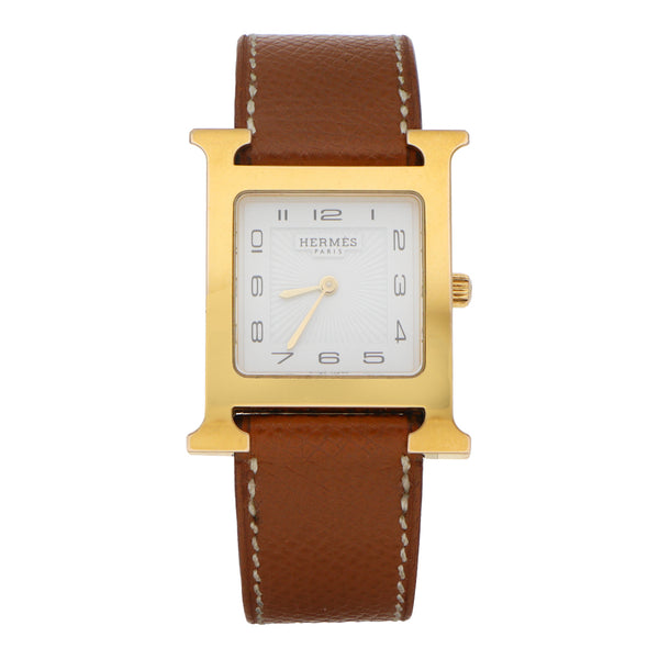 Reloj Hermes para dama/unisex en acero chapa correa piel.