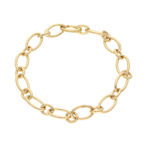 Pulsera eslabón combinado firma Tiffany & Co. en oro amarillo 18 kilates.