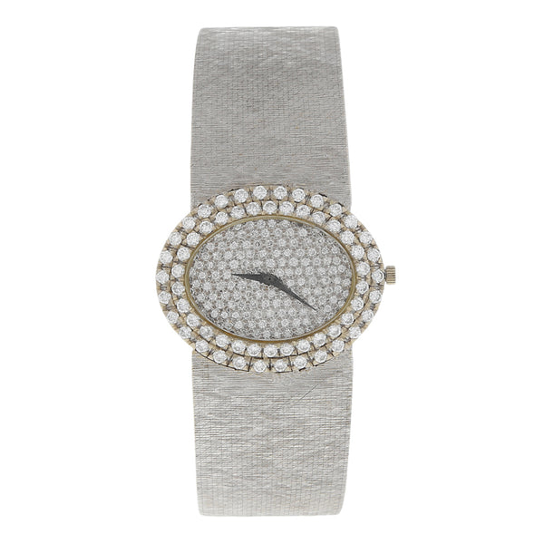 Reloj Bueche Girod para dama en oro blanco 18 kilates.