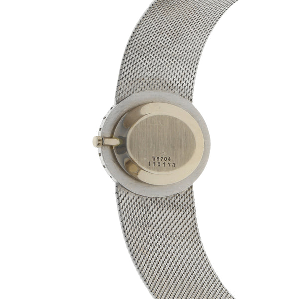 Reloj Bueche Girod para dama en oro blanco 18 kilates.