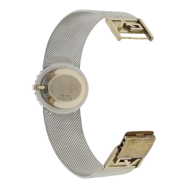 Reloj Bueche Girod para dama en oro blanco 18 kilates.