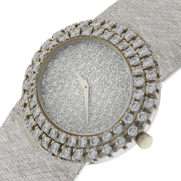 Reloj Bueche Girod para dama en oro blanco 18 kilates.