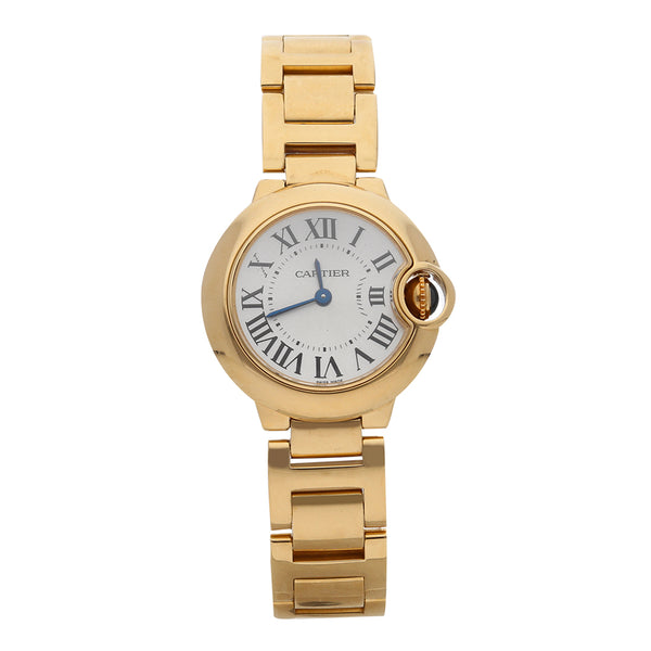 Reloj Cartier para dama modelo Ballon Blue en oro amarillo 18 kilates.