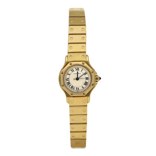 Reloj Cartier para dama modelo Santos en oro amarillo 18 kilates.