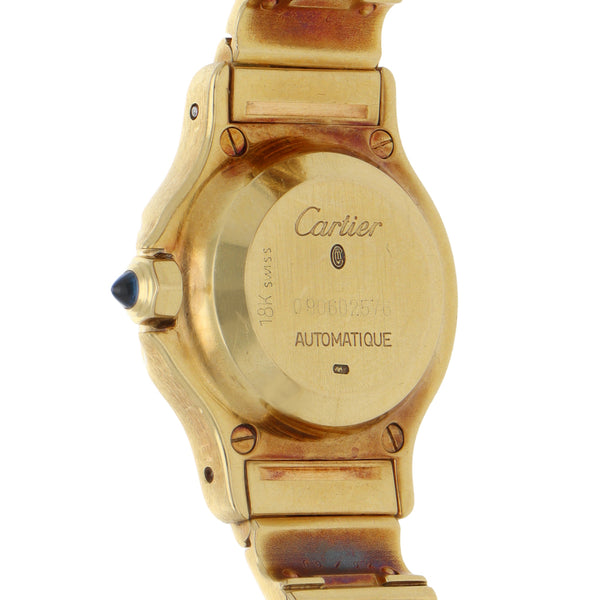 Reloj Cartier para dama modelo Santos en oro amarillo 18 kilates.