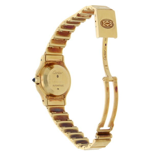 Reloj Cartier para dama modelo Santos en oro amarillo 18 kilates.