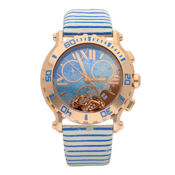 Reloj Chopard para dama modelo Happy Sport Beach caja en oro rosa 18 kilates.