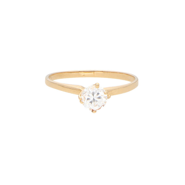 Anillo solitario con sintético en oro amarillo 14 kilates.