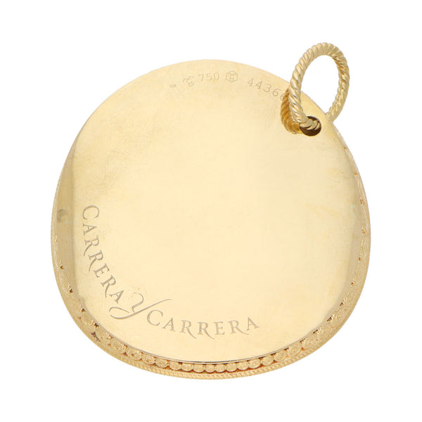 Dije diseño especial con madre perla firma Carrera y Carrera en oro amarillo 18 kilates.