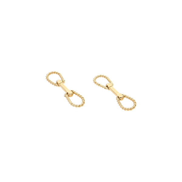 Mancuernillas diseño especial firma Tane en oro amarillo 18 kilates.