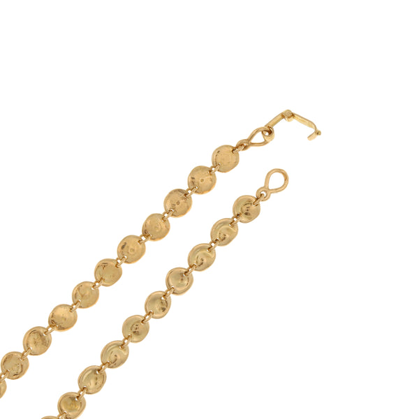 Juego de gargantilla eslabón combinado y broqueles diseño especial firma Tane en oro amarillo 18 kilates.