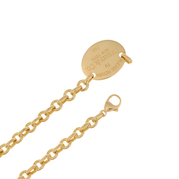 Gargantilla eslabón combinado con aplicación firma Tiffany & Co. en oro amarillo 18 kilates.