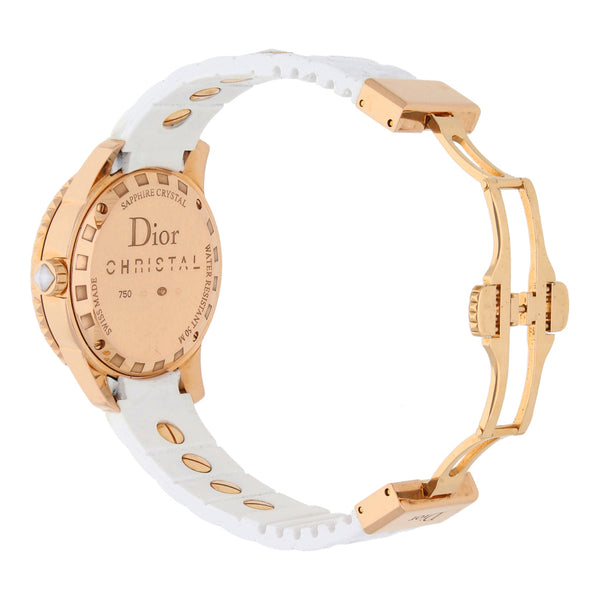 Reloj Dior para dama modelo Christal caja y vistas en oro rosa 18 kilates.