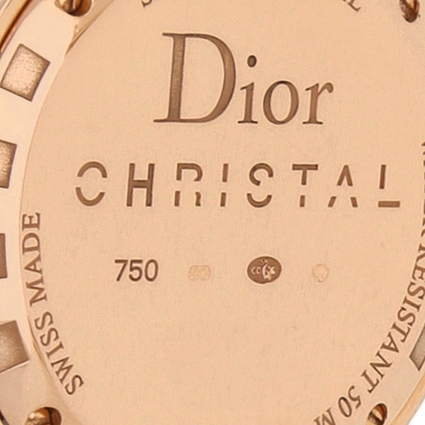 Reloj Dior para dama modelo Christal caja y vistas en oro rosa 18 kilates.