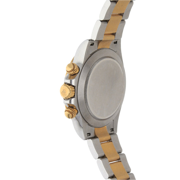 Reloj Rolex para caballero modelo Oyster Perpetual Cosmograph Daytona vistas en oro amarillo 18 kilates.