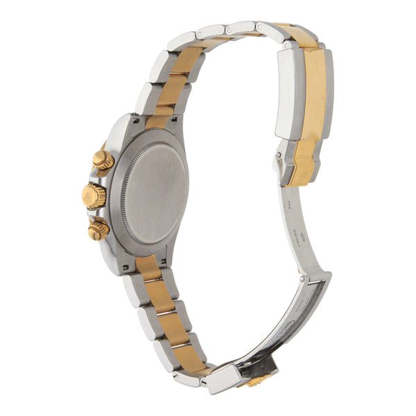 Reloj Rolex para caballero modelo Oyster Perpetual Cosmograph Daytona vistas en oro amarillo 18 kilates.