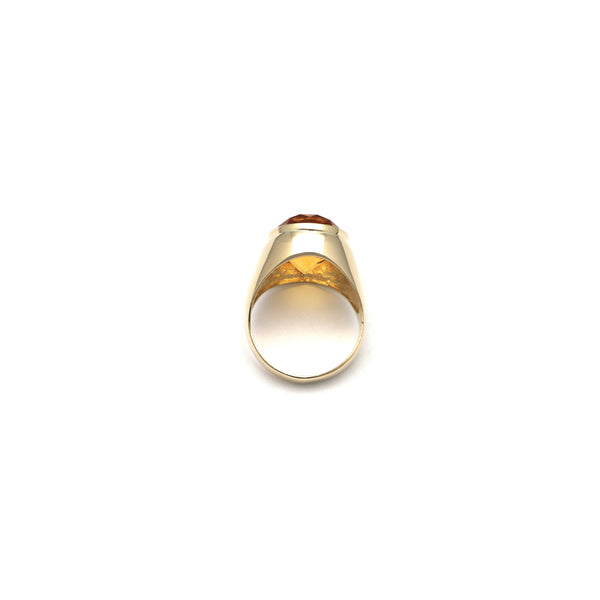 Anillo diseño especial con citrino en oro amarillo 14 kilates.