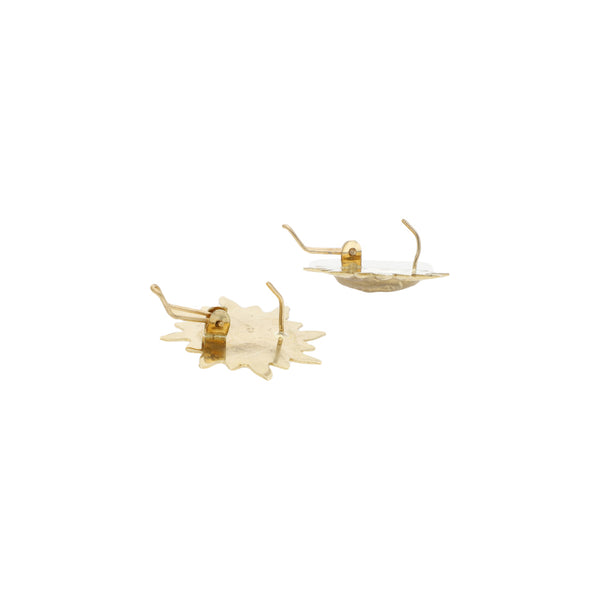 Aretes huecos motivo soles en oro amarillo 10 kilates.