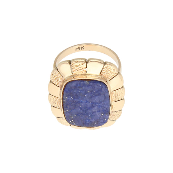 Anillo diseño especial con lapislazuli en oro amarillo 10 kilates.