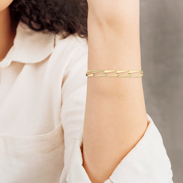 Pulsera eslabón laminado encontrado en oro amarillo 14 kilates.