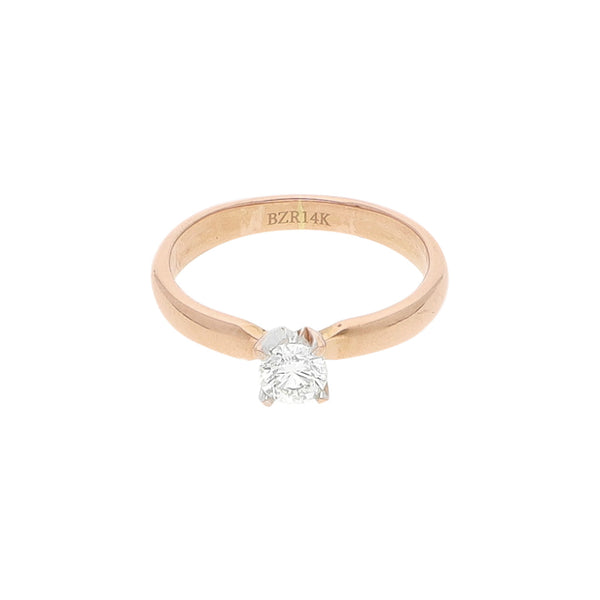 Anillo solitario con diamante en oro rosa 14 kilates.