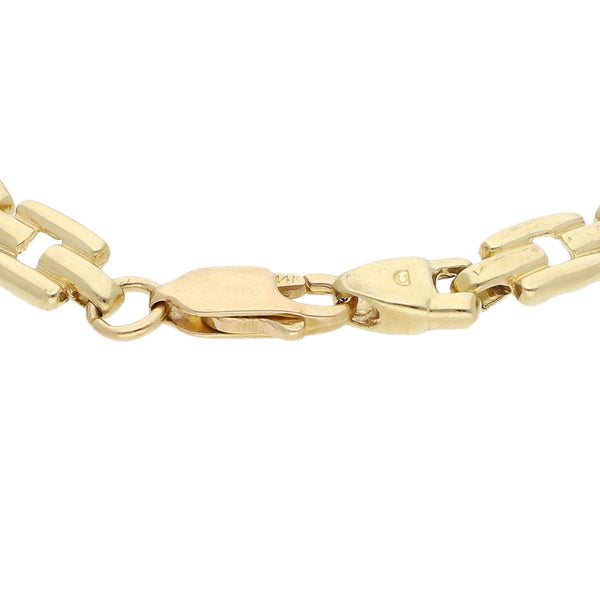 Pulsera eslabón combinado con sintéticos en oro amarillo 14 kilates.