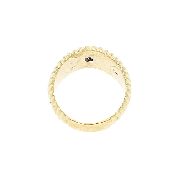 Anillo acanalado con diamante en oro amarillo 14 kilates.