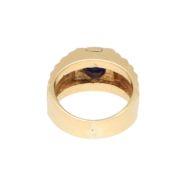 Anillo diseño especial con diamantes y lapislazuli en oro amarillo 18 kilates.